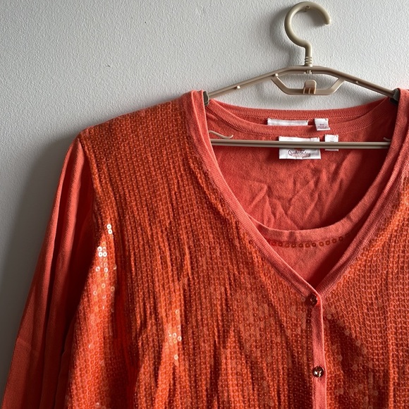 Orange Sequined Two Piece Top 3X Quacker Factory - Picture 4 of 6